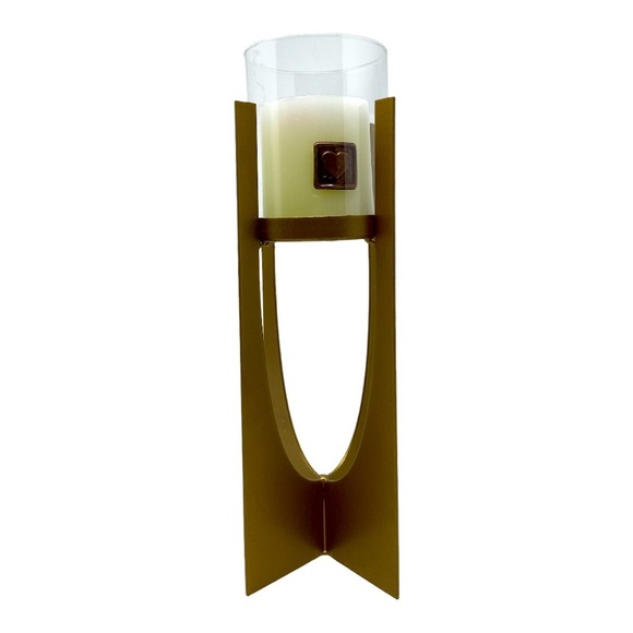 Equis Gold Candle Holder Large. (Candle included) - Picture 1 of 3